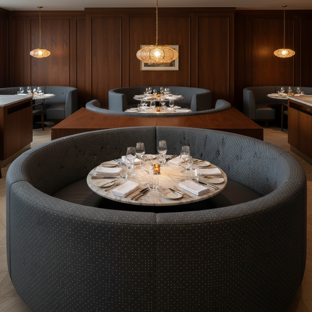 Analog - Graphite Etched Polyurethane Upholstered Banquette | Architectural Fabrics