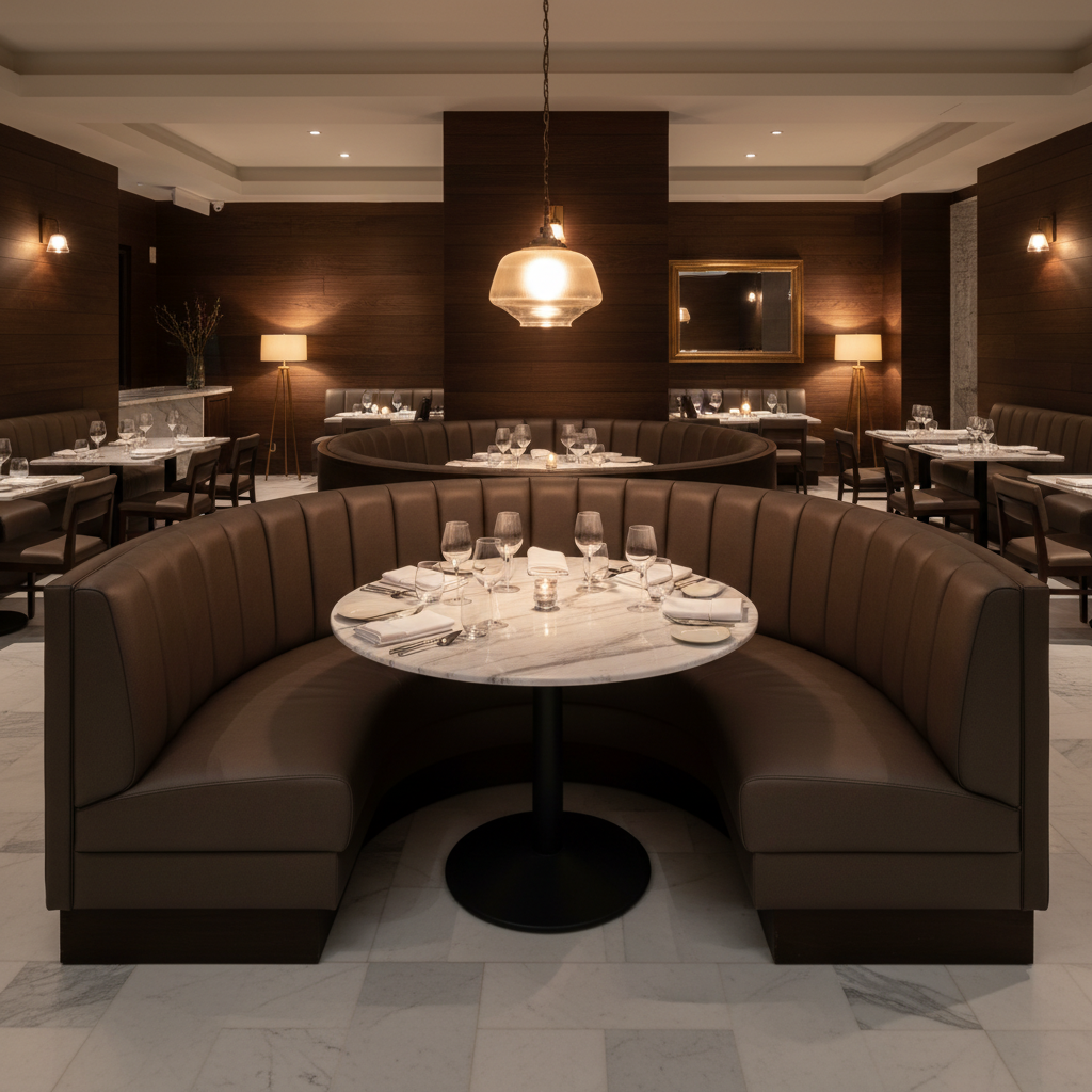 Luxury Cay - Truffle Upholstered Banquette | Architectural Fabrics
