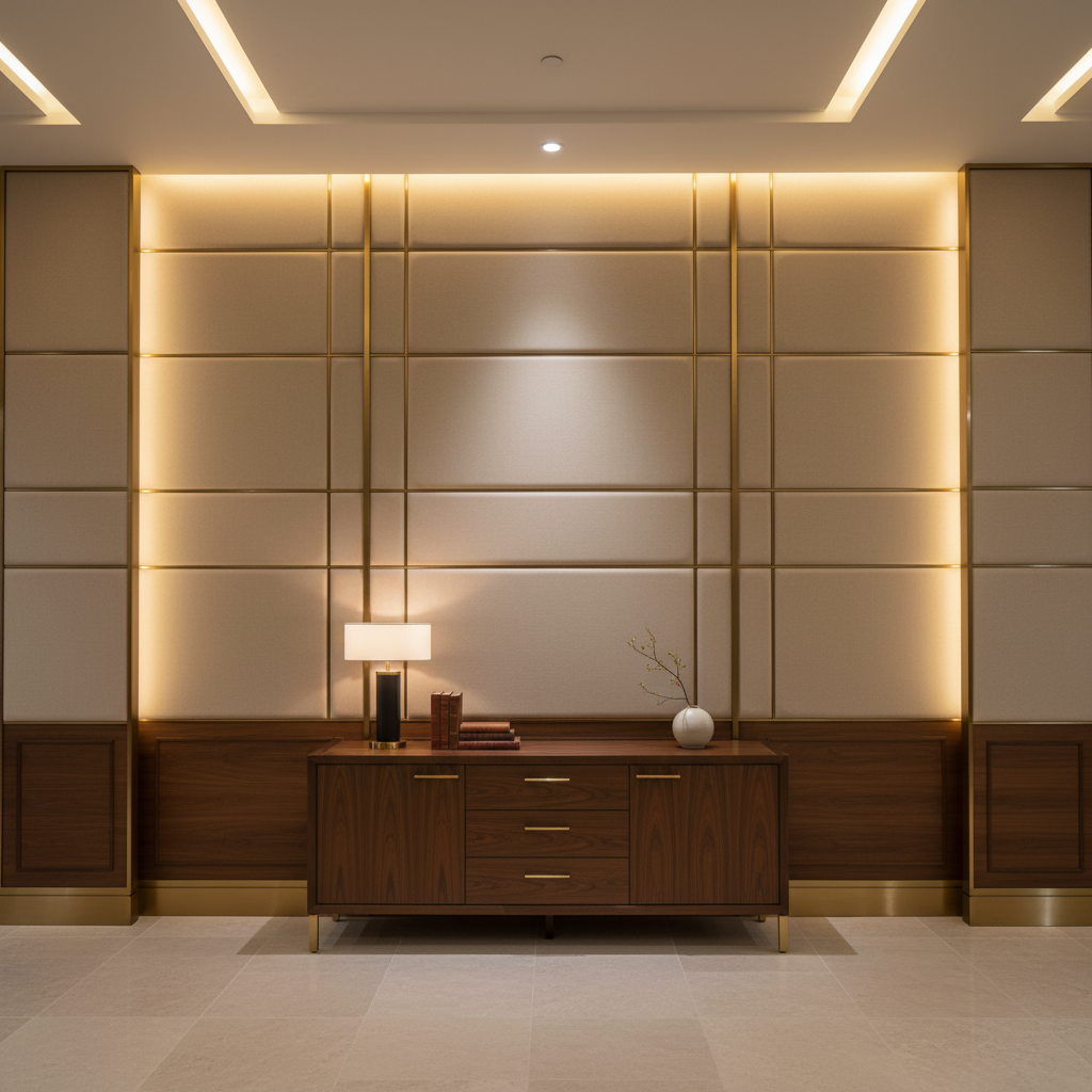 Maya Riviera - Champagne Upholstered Wall Panel | Architectural Fabrics