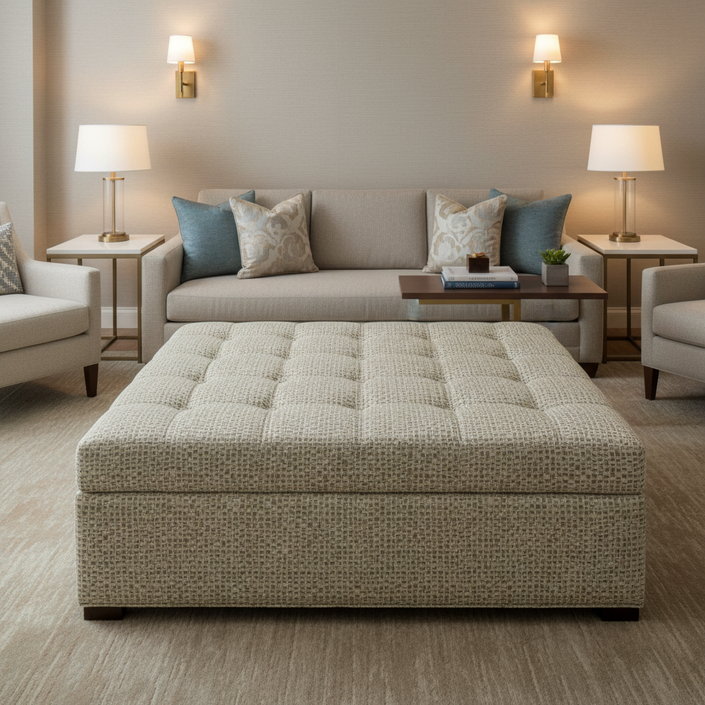 Bellevue - Bellevue Tekloom Performance Upholstered Ottoman | Architectural Fabrics