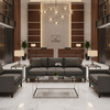 Fine Pebble Texture Dark Granite Upholstered Sofa | Architectural Fabrics