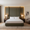Smooth Pebble Grain Deep Olive Upholstered Headboard | Architectural Fabrics