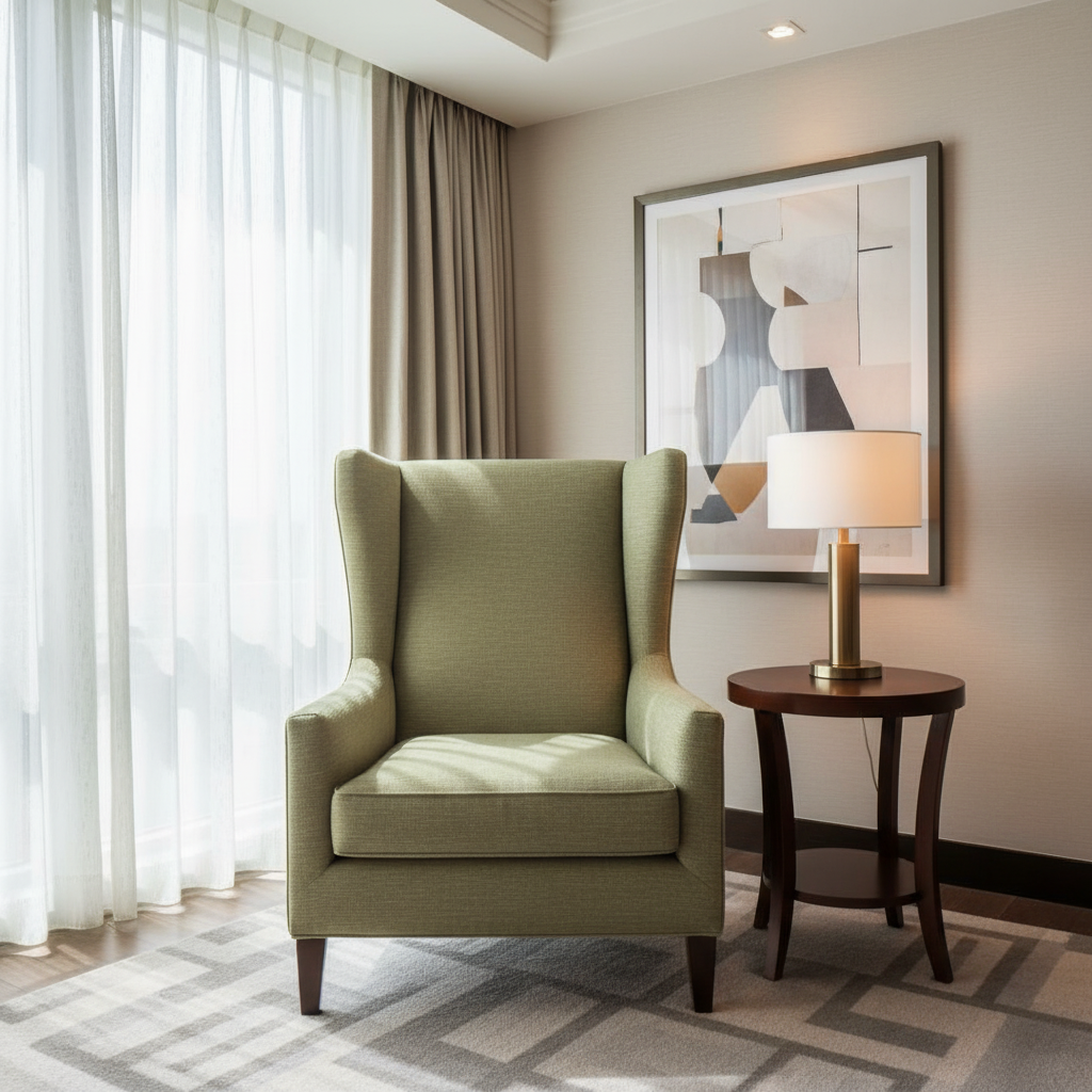 Fine Woven Texture Soft Olive Upholstered Chair | Architectural Fabrics