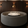 Woven Linen Texture Charcoal Grey Upholstered Banquette | Architectural Fabrics