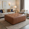 Fine Pebble Grain Warm Chestnut Upholstered Ottoman | Architectural Fabrics