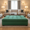 Ultrasuede Lotus Green Upholstered Ottoman | Ultrasuede Upholstery