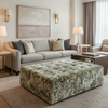 Crushed Velvet Texture Frosted Olive Upholstered Ottoman | Architectural Fabrics