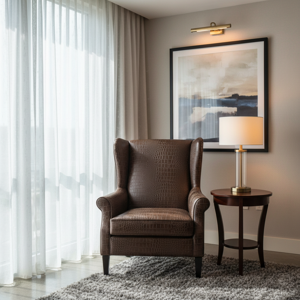 Embossed Reptile Skin Dark Chocolate Upholstered Chair | Architectural Fabrics