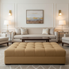 Soper Hole - Beige Upholstered Ottoman | Architectural Fabrics