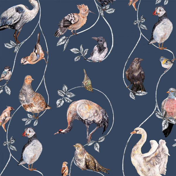 Flights of Fancy Pitch Blue, Sample Wallcoverings | House of Hackney