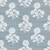 Flourish Block Print Mineral Blue Faux Grasscloth Peel and Stick Wallcovering | Jeffrey Stevens - Image 1