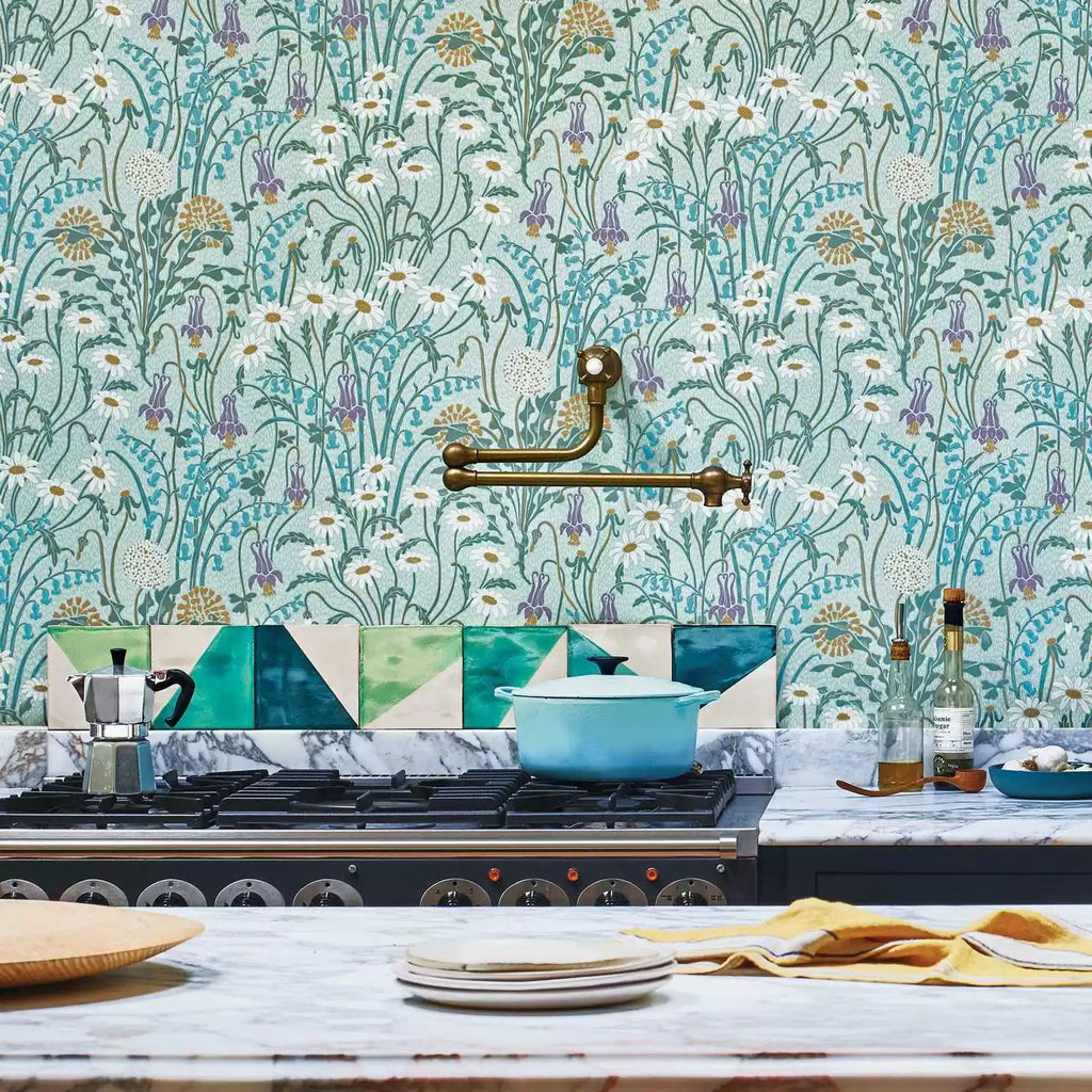 Flower Meadow Celeste Turquoise - Image 4