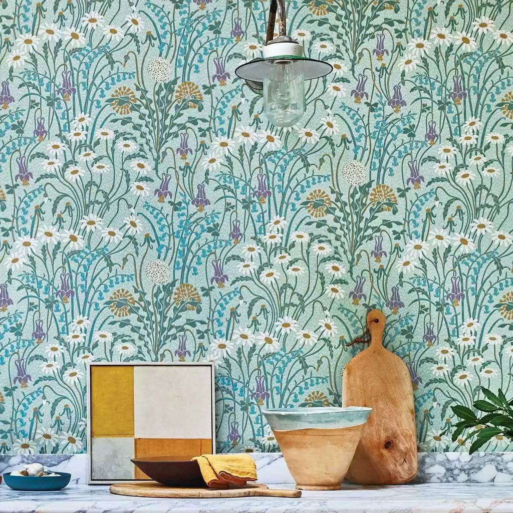 Flower Meadow Celeste Turquoise - Image 5