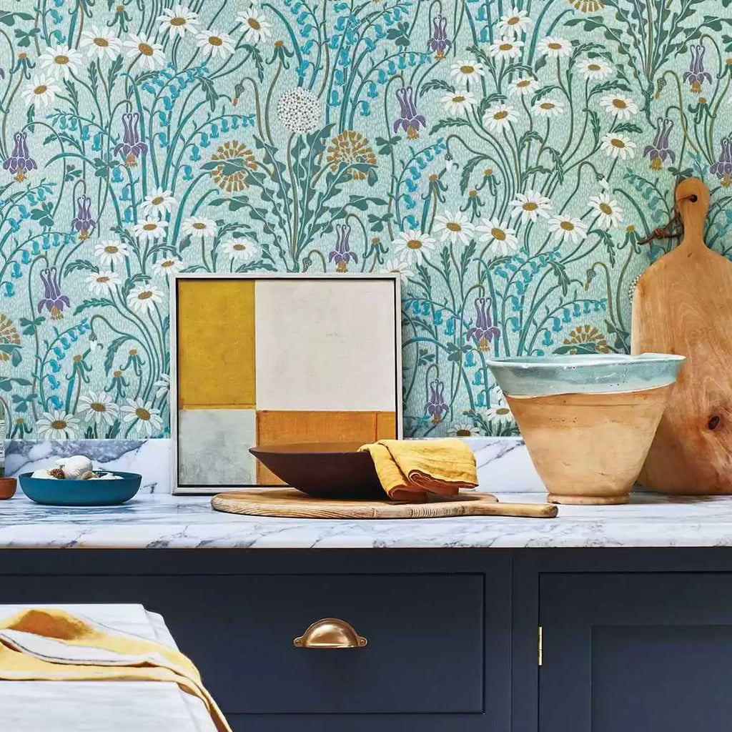 Flower Meadow Celeste Turquoise - Image 1