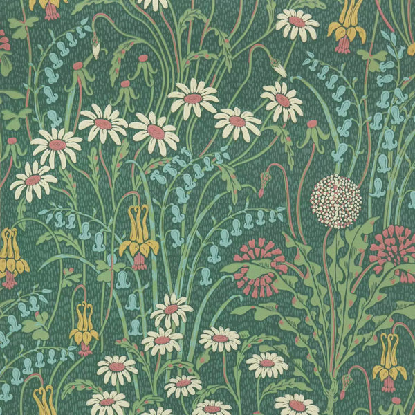 Flower Meadow Forest Green Wallcovering | Architectural Wallcoverings