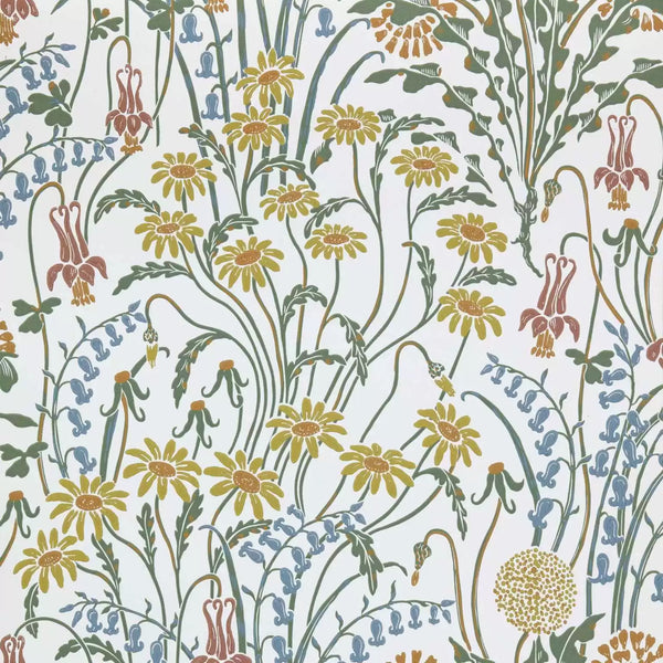 V&a Flower Meadow - Spring - White Wallcovering | 1838 Wallcoverings