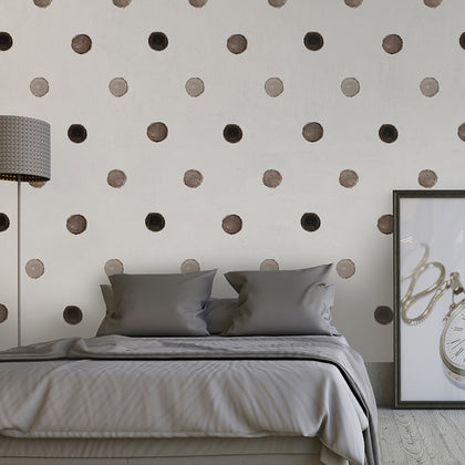 Elegant Monochrome Watercolor Polka Dots Contemporary | Architectural Wallcoverings