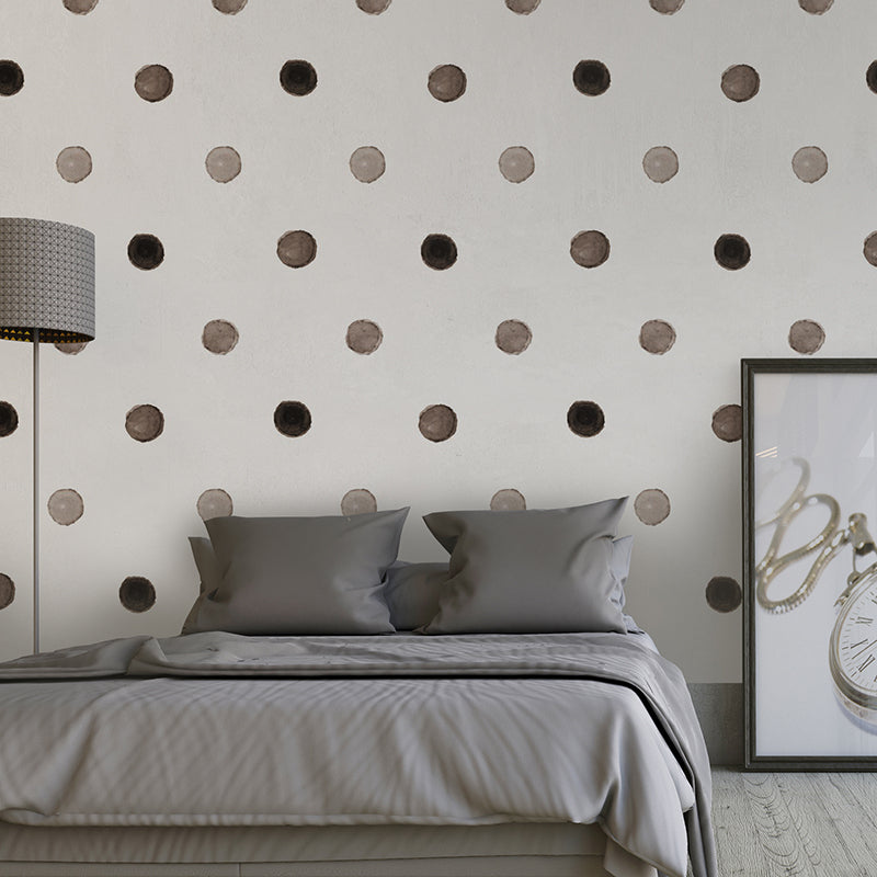 Elegant Monochrome Watercolor Polka Dots Wallcovering | DW Bespoke Studios