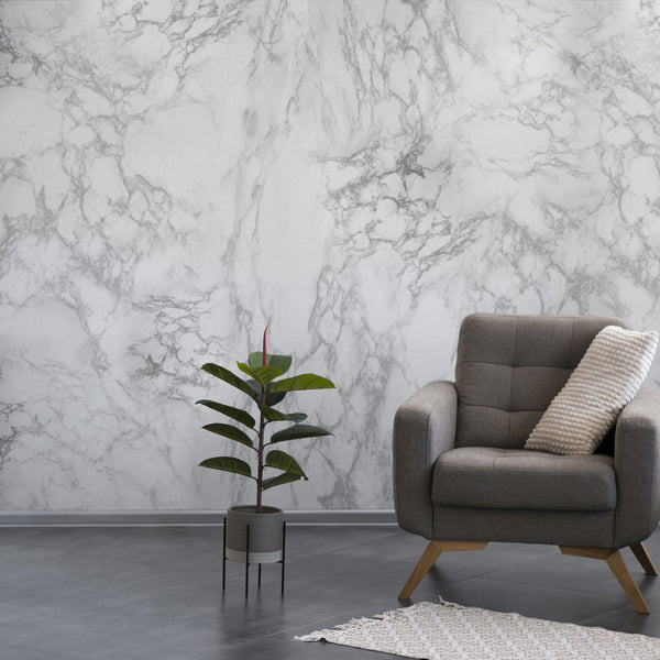 White Marble Stone Texture Wallcovering | DW Bespoke Studios
