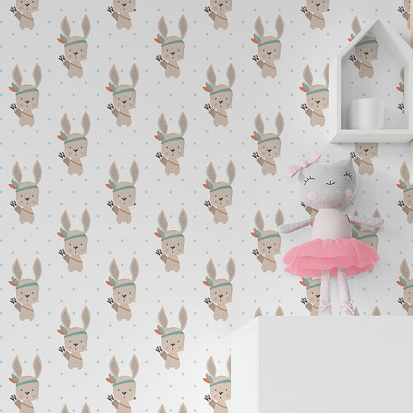 Adorable Warrior Rabbits Scandinavian | Architectural Wallcoverings