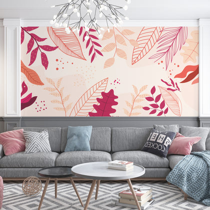 Vibrant Abstract Leaves and Plants Contemporary | Architectural Wallcoverings