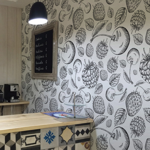 Vintage Engraved Berries Scandinavian | Architectural Wallcoverings