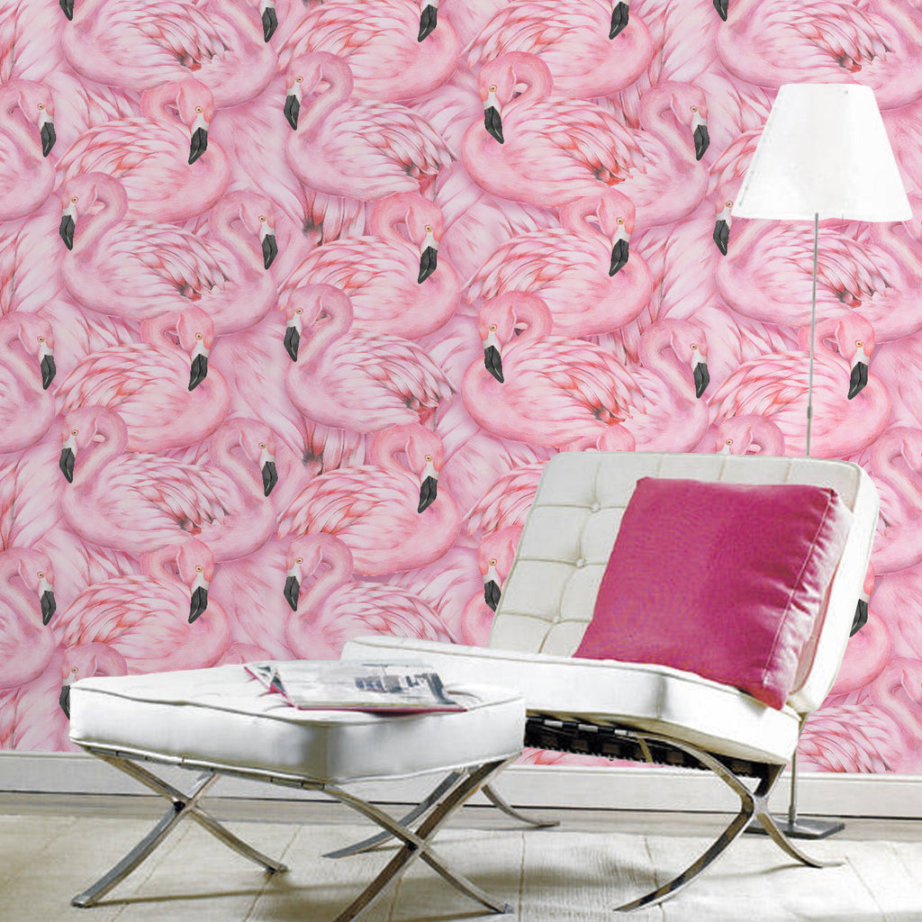 Pink Flamingo Pattern Wallcovering | DW Bespoke Studios