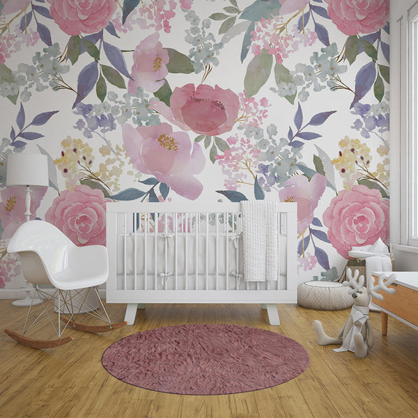 Elegant Watercolor Floral - Romantic Pastel Pattern | Architectural Wallcoverings
