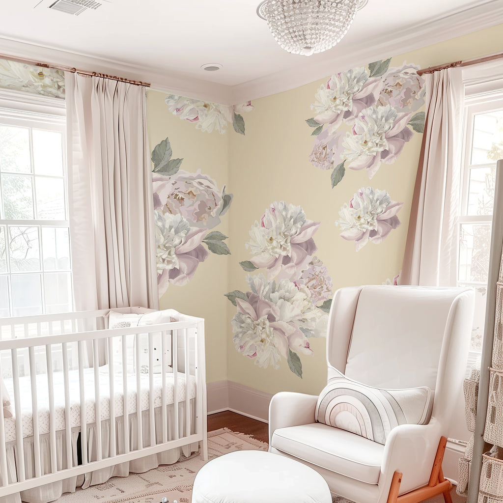 Elegant Watercolor Peony Wallpaper - Soft Pink and Cream Art