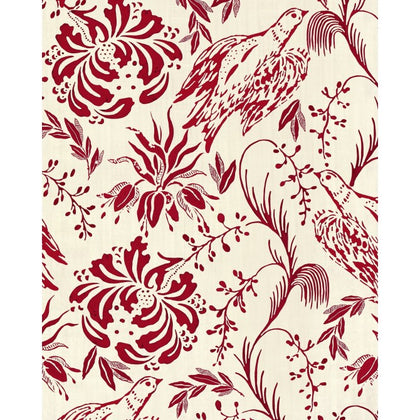 Folk Embroidery Crimson - Off White, Crimson Wallcovering | Mind the Gap