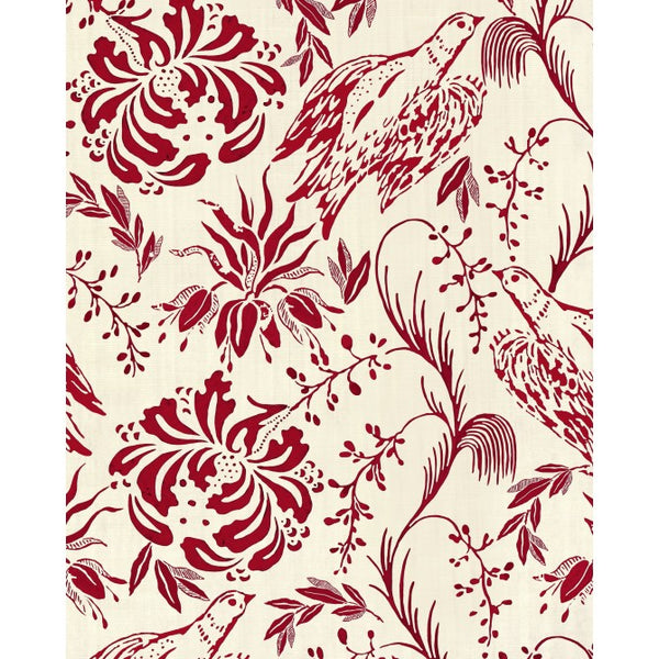 Folk Embroidery Crimson - Off White, Crimson Wallcovering | Mind the Gap
