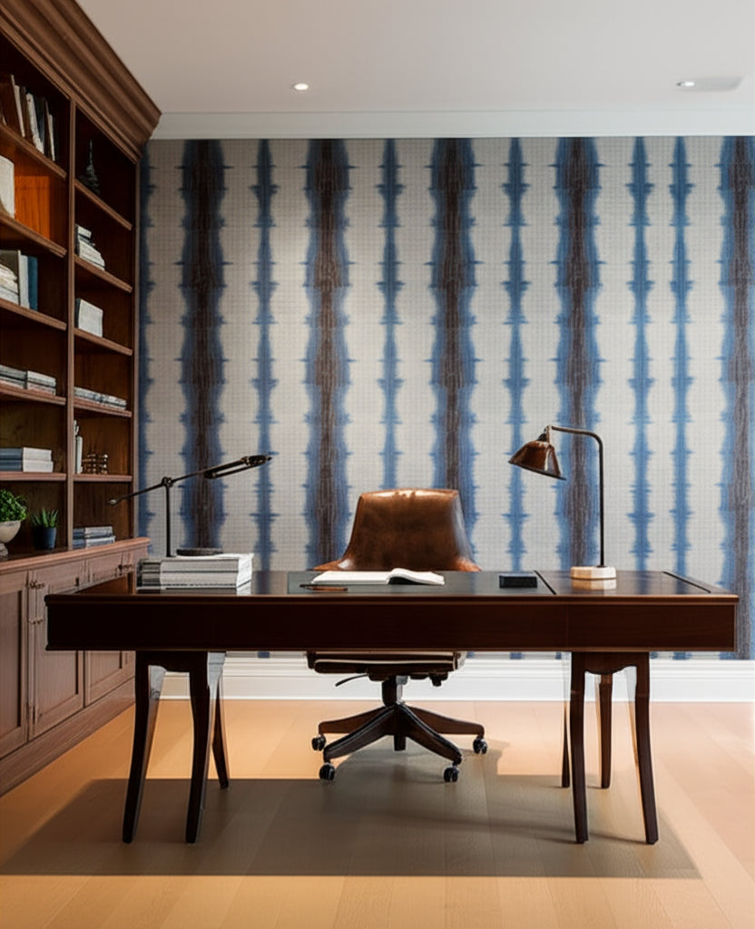 Franklin Park Natural Wallpaper - Home Office with Desk and Built-in Shelving