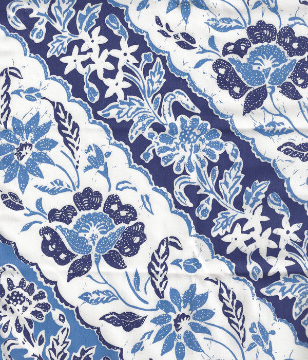 Lim Diagonal French Blue Navy on White Cotton Screen Printed Fabric | China Seas