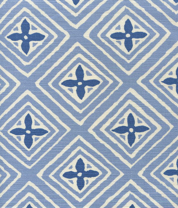 Fiorentina Two Color French Blue New Navy Screen Printed Fabric | China Seas