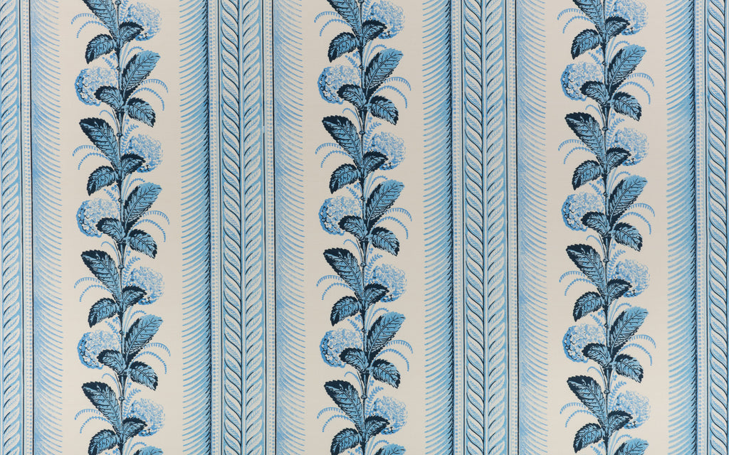 Climbing Hydrangea Fabric, French Blue on Light Tint