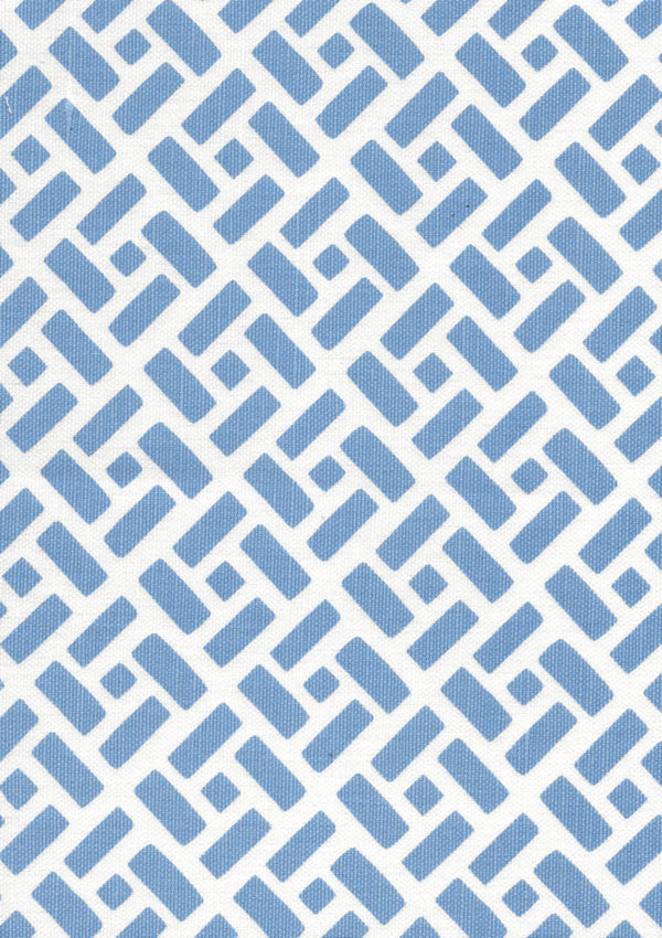 Edo French Blue on White Screen Printed - White Fabric | China Seas