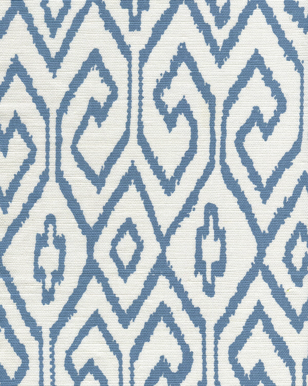 Aqua Iv French Blue on White Screen Printed - White Fabric | China Seas