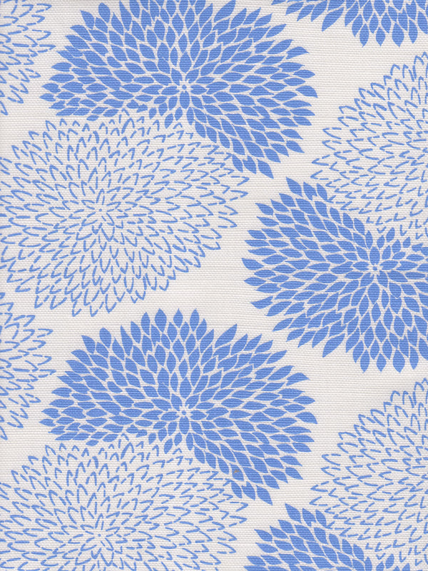 New Chrysanthenum French Blue on White Screen Printed Fabric | China Seas
