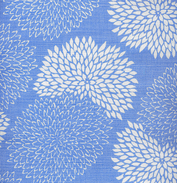 New Chrysanthemum Reverse French Blue on White Screen Printed Fabric | China Seas