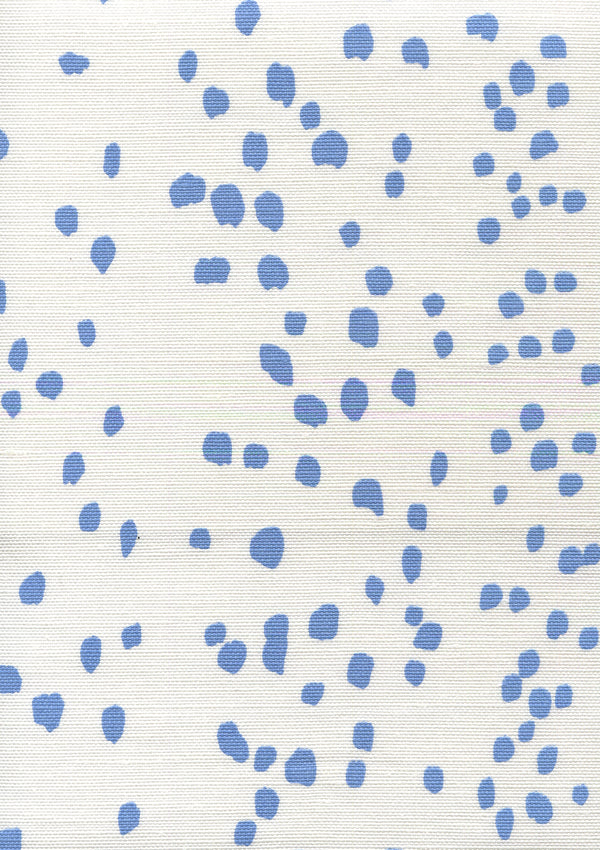 Rio French Blue on White Screen Printed - White Wallcovering | China Seas
