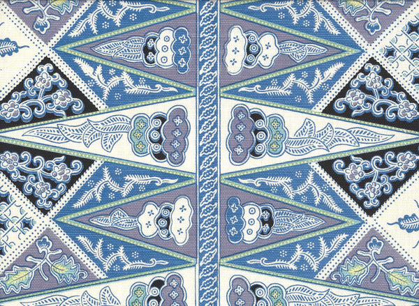 Malay Stripe French Blue on Tinted Lc Screen Printed Fabric | China Seas