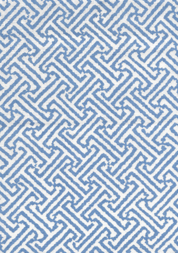 Java Java French Blue on White Screen Printed - White Wallcovering | China Seas