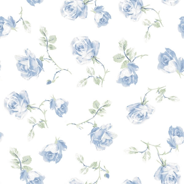 French Blue Ribbon Rosa Peel and Stick Wallcovering | Jeffrey Stevens