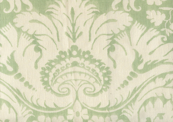 Borghese Background, French Green on Taj Ecru Wallcoverings | Quadrille