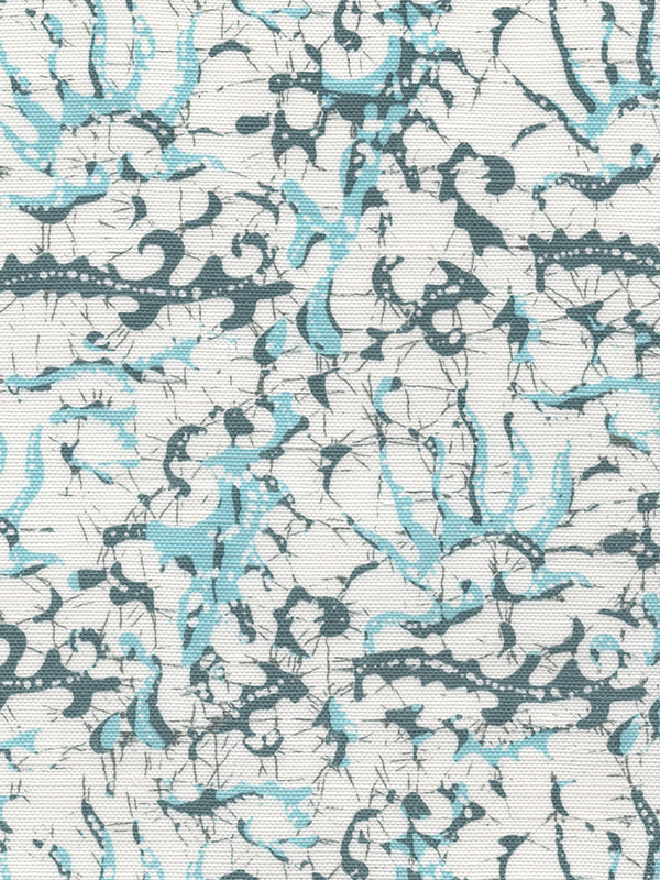 Hulai Batik French Green Sky on White Screen Printed Fabric | China Seas