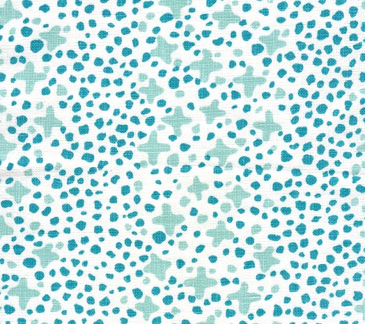 French Green Turquoise Dots on White Wallcoverings | Alan Campbell