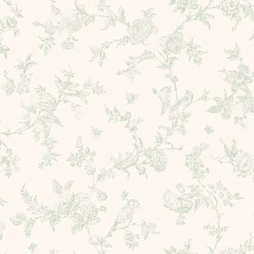 French Nightingale Sage Floral Scroll Wallcovering | Jeffrey Stevens - Image 2
