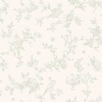 French Nightingale Sage Floral Scroll Wallcovering | Jeffrey Stevens