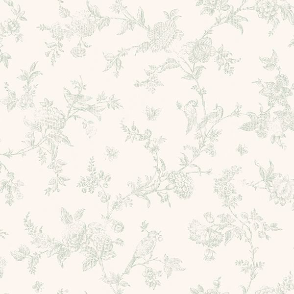 French Nightingale Sage Floral Scroll Wallcovering | Jeffrey Stevens - Image 1