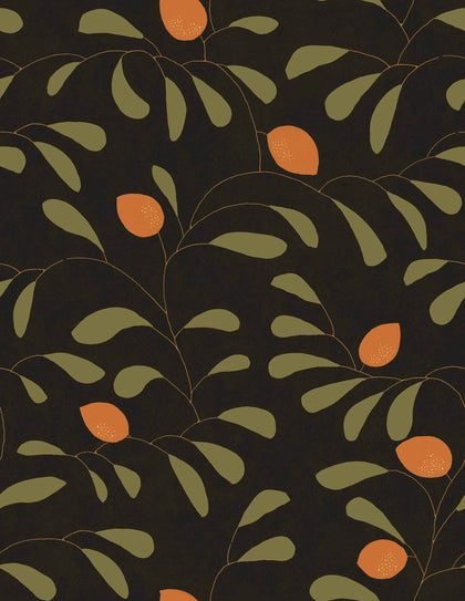 Fresh Lemons Black Wallcovering | Tres Tintas